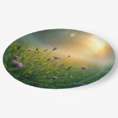 Assiettes En Carton Fleurs sauvages Violets Dans Misty Meadow (Angle)