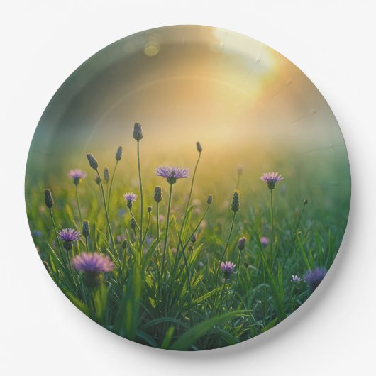 Assiettes En Carton Fleurs sauvages Violets Dans Misty Meadow (Devant)