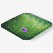 Assiettes En Carton Fleurs sauvages Violets En Terrain Vert (Angulaire)