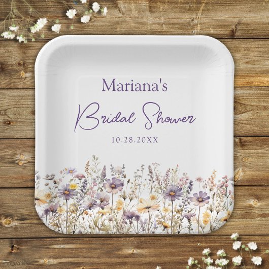 Assiettes En Carton Fleurs sauvages violettes Shower Floral de mariage