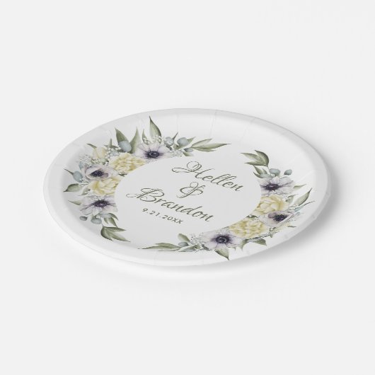 Assiettes En Carton Fleurs Shady-Chic Cadre de couronne (Angle)