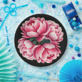 Assiettes En Carton Fleurs sur plaque en papier arrière - plan noir (Fête)