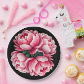 Assiettes En Carton Fleurs sur plaque en papier arrière - plan noir (Fête)