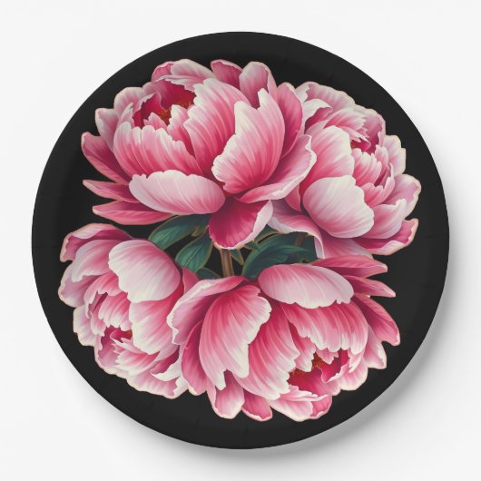 Assiettes En Carton Fleurs sur plaque en papier arrière - plan noir (Devant)