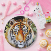 Assiettes En Carton Fleurs Tiger Pastel Safari Aquarelle Savannah (Fête)