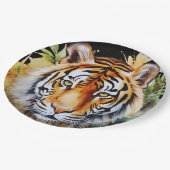Assiettes En Carton Fleurs Tiger Pastel Safari Aquarelle Savannah (Angle)