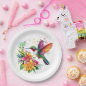 Assiettes En Carton Fleurs tropicales des colibris (Fête)