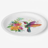 Assiettes En Carton Fleurs tropicales des colibris (Angle)