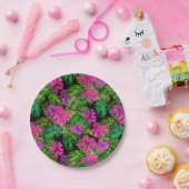 Assiettes En Carton Fleurs tropicales et plantes en noir (Fête)