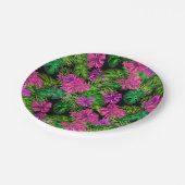 Assiettes En Carton Fleurs tropicales et plantes en noir (Angle)