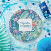 Assiettes En Carton Fleurs tropicales et verdure Mariage de plage simp (Fête)