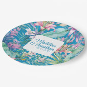 Assiettes En Carton Fleurs tropicales et verdure Mariage de plage simp (Angle)