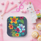Assiettes En Carton Fleurs tropicales exotiques (Fête)