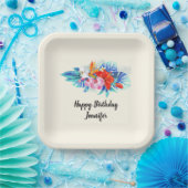 Assiettes En Carton Fleurs tropicales exotiques Anniversaire (Fête)