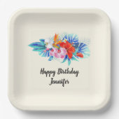 Assiettes En Carton Fleurs tropicales exotiques Anniversaire (Recto)