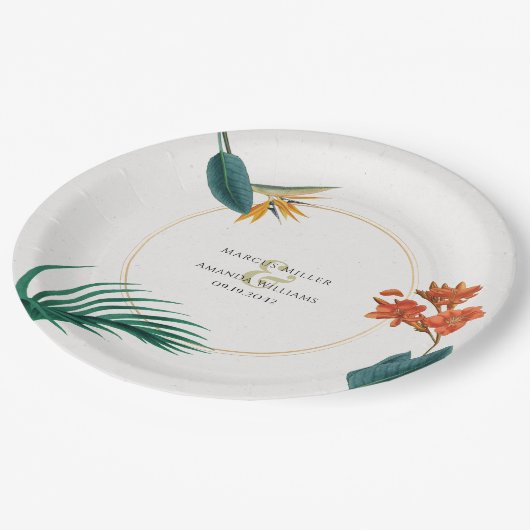 Assiettes En Carton Fleurs tropicales Mariages (Angle)