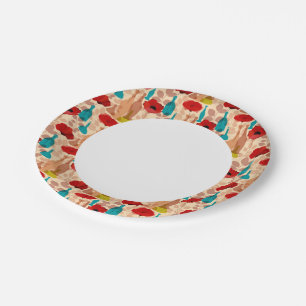 Assiettes En Carton Fleurs, vases et bouteilles motif