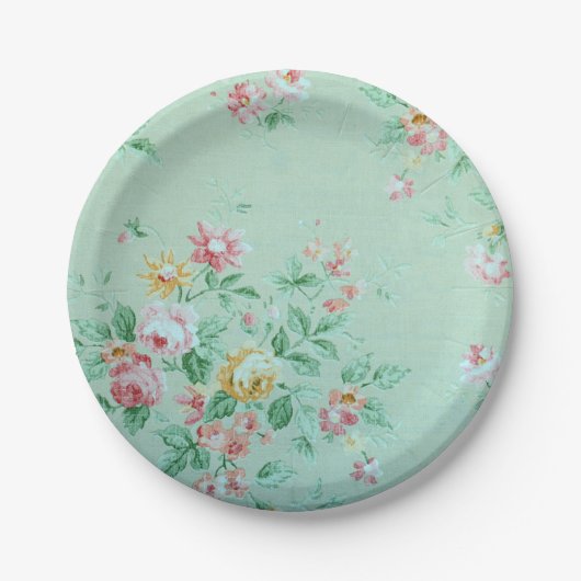 Assiettes En Carton Fleurs Vertes (Devant)
