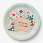 Assiettes En Carton Fleurs vertes avec Seder Matzah Passover (Devant)