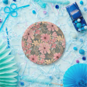 Assiettes En Carton Fleurs vertes rose Sage Laisser Motif Aquarelle (Fête)