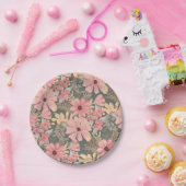 Assiettes En Carton Fleurs vertes rose Sage Laisser Motif Aquarelle (Fête)