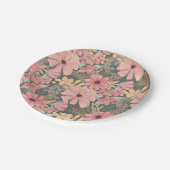 Assiettes En Carton Fleurs vertes rose Sage Laisser Motif Aquarelle (Angle)