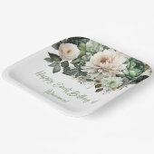 Assiettes En Carton Fleurs vertes Sage Fête Florale (Angulaire)