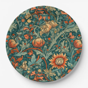 Assiettes En Carton Fleurs, vintage, Art nouveau, style William Morris