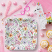 Assiettes En Carton Fleurs violettes (Fête)