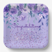 Assiettes En Carton Fleurs violettes et plaques de papier Parties scin (Recto)