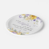 Assiettes En Carton Fleurs violettes, Fleurs Jaunes, Boho, Baby shower (Angle)