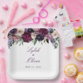 Assiettes En Carton Fleurs violettes luxuriantes | Mariage romantique (Fête)