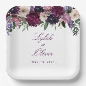 Assiettes En Carton Fleurs violettes luxuriantes | Mariage romantique (Recto)