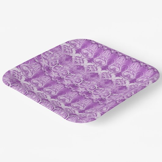 Assiettes En Carton Fleurs violettes Plaque de papier fleurie (Angulaire)