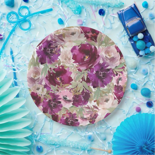Assiettes En Carton Fleurs violettes Plaques de papier floral (Fête)