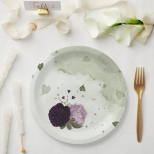 Assiettes En Carton Fleurs violettes profondes et légères verdure