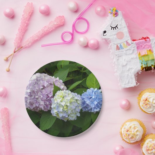 Assiettes En Carton Fleurs violettes rose élégant Hydrangeas (Fête)