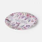 Assiettes En Carton Fleurs violettes roses papillons et fleurs sauvage (Angle)