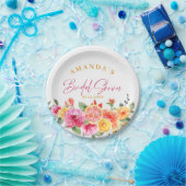 Assiettes En Carton Fleurs vives Festive Fête des mariées en agrumes t (Fête)