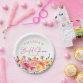 Assiettes En Carton Fleurs vives Festive Fête des mariées en agrumes t (Fête)