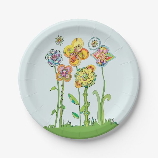 Assiettes En Carton Fleurs Whimsical (Devant)