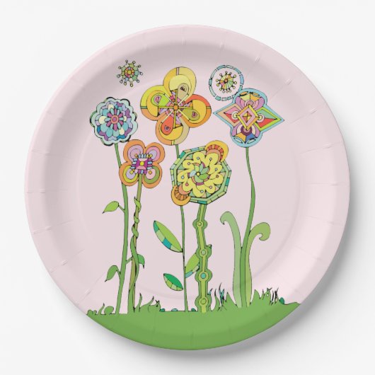 Assiettes En Carton Fleurs Whimsical (Devant)