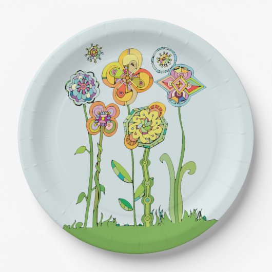 Assiettes En Carton Fleurs Whimsical (Devant)