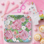 Assiettes En Carton Fleuve rose (Fête)