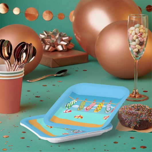 Assiettes En Carton Flip Flops À La Plage