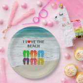 Assiettes En Carton Flip Flops Beach Amoureux, design coloré (Fête)
