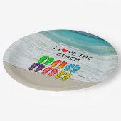 Assiettes En Carton Flip Flops Beach Amoureux, design coloré (Angle)
