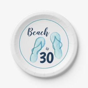 Assiettes En Carton Flip Flops Beach Party 30e anniversaire