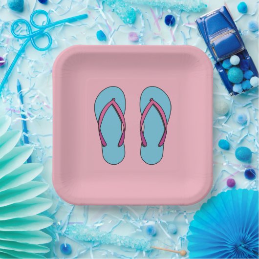 Assiettes En Carton Flip Flops de plage (Fête)