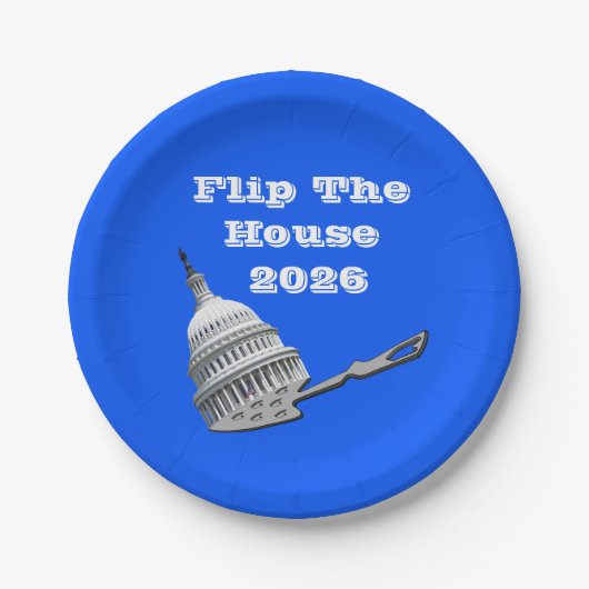 Assiettes En Carton Flip The House Vote Blue 2026 (Devant)